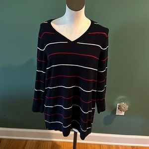❄️Talbots Multi-stripe size L sweater with tie ribbon back‎
